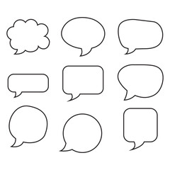 Speech bubble set, speech balloon, chat bubble line art icon for apps and websites.