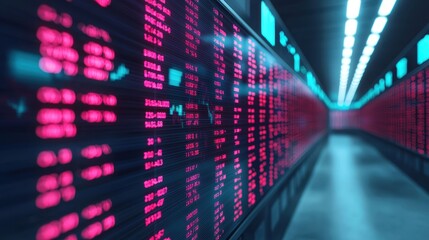 Obraz premium Stock Market Data on Digital Displays in Dark Environment
