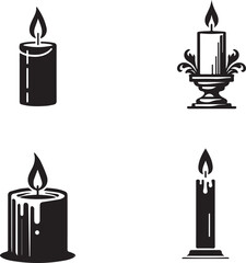 silhouette of clean vector candle  isolated on white background 