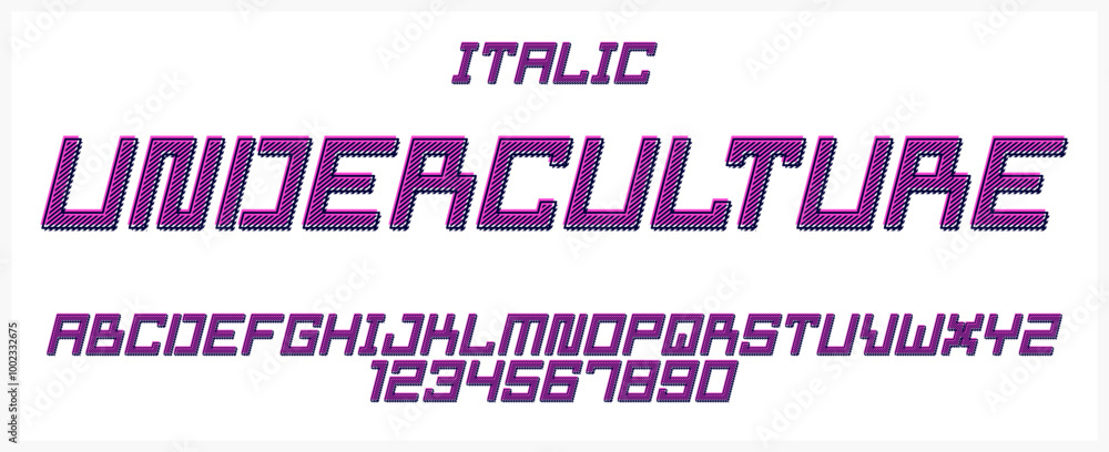 Poster minimal geometric cyberpunk font, vector typeface in geometry minimalist square style, future techno
