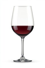 Elegant Glass of Red Wine Filled Halfway on a Minimalist White Background