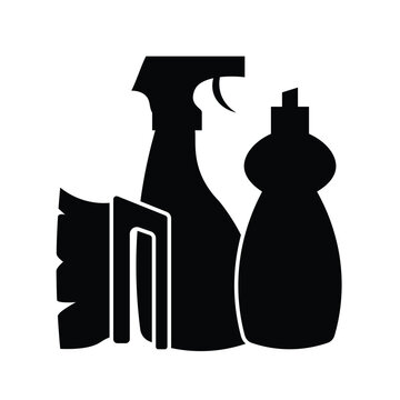 black cleaning supplies silhouette clip art preview
