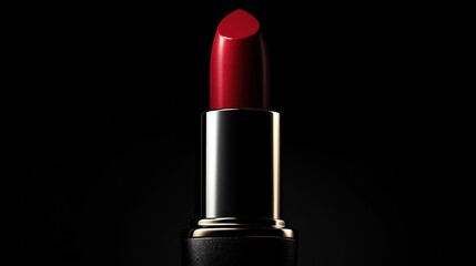 Beautiful Red lipstick isolated on a matte background. Makeup product.