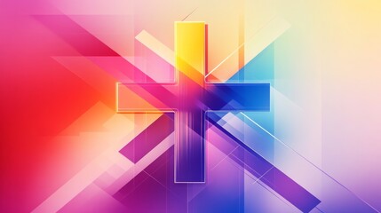 Abstract geometric cross with vibrant gradient