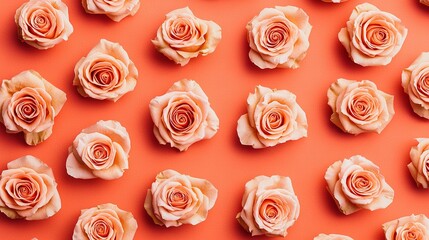   A close-up of a bouquet of flowers against an orange background, featuring several small blooms in the foreground