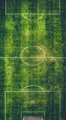 n empty soccer stadium captured with lush green grass