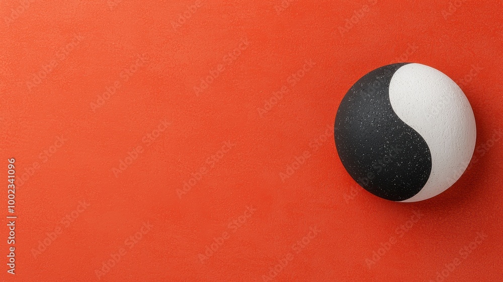 Poster yin yang symbol on orange background design element