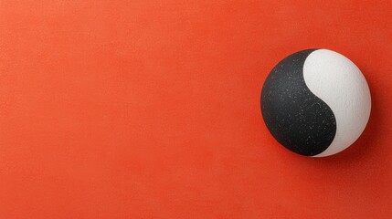 Yin Yang Symbol on Orange Background Design Element