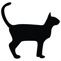 Cat silhouettes. Cat vector illustrations. Cat silhouette icons isolated. Black White.