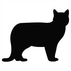 Cat silhouettes. Cat vector illustrations. Cat silhouette icons isolated. Black White.