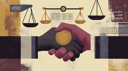 Business Negotiations and Wealth Exchange Represented by Handshake