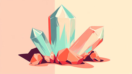 Minimalistic Crystal Formation in Pastel Shades
