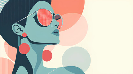 Modern Fashion Illustration with Geometric Sunglasses