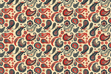 Naklejka premium abstract shapes persian paisley seamless texture pattern. background for cloth