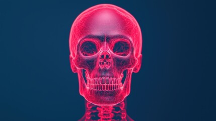 Neon Pink Skull Anatomy with Light Background