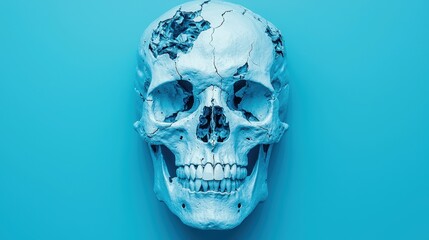 Obraz premium Blue Skull on Bright Background for Artistic Concepts