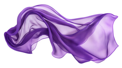 floating light purple fabric blowing isolate on transparent, generative ai