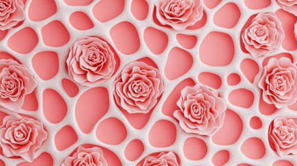 Elegant Floral Pattern with Pink Roses on Soft Background