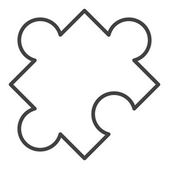 Single Jigsaw Puzzle Piece vector outline icon or symbol