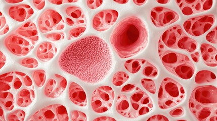 Fototapeta premium Red and White Abstract Cellular Structure Background