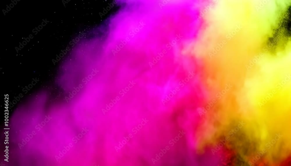 Poster colorful dust explosion creating stunning visuals in dynamic loop