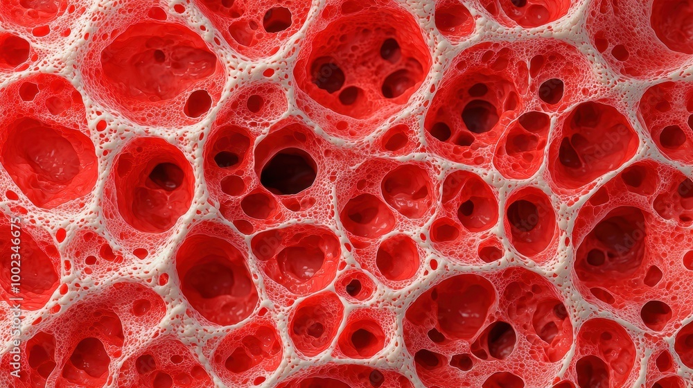 Poster abstract red texture with bubble patterns and depth