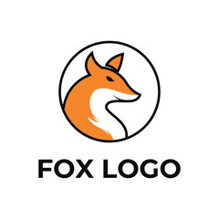 fox logo circle design concept idea