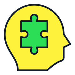 Green Puzzle inside Human Head vector Jigsaw Puzzles colored icon or design element
