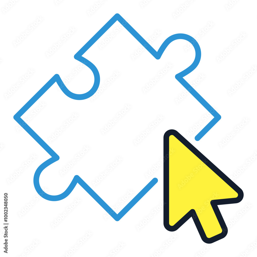 Poster mouse click on jigsaw puzzle vector colored icon or design element