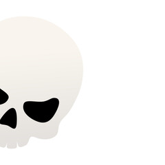 Logo con calavera humana asomándose al marco desde la izquierda para felicitaciones y tarjetas de Halloween