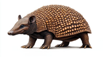 Obraz premium A Detailed Representation of an Armadillo in a Realistic Style on a Neutral Background