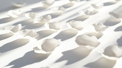 Obraz premium A white flower pattern on a white background, illuminated by sunlight on the petals