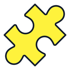 Yellow Jigsaw Puzzle Element vector minimal colored icon or sign