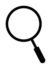 Single black magnifying glass symbol. Ideal for searching content, exploring details, investigation concepts, educational materials, inspection graphics. Outline style crisp and clear.