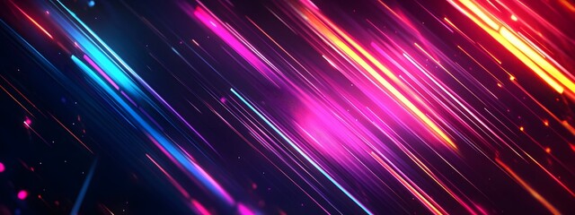 Obraz premium Abstract digital background with colorful glowing lines and futuristic elements, representing technology in a data center or internet network concept