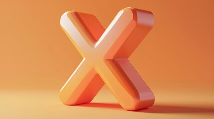 Letter X font orange frame uppercase for children toy learning on solid background
