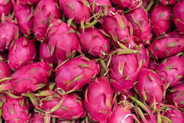 Dragon Fruit. Tropical fruits healthy Pitaya fruits, Fresh Dragon fruit for sale in a Turkey market. © ERDAL SEKER