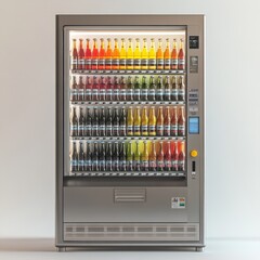 Vending Machine Filled With Colorful Soda Bottles in a Bright Setting