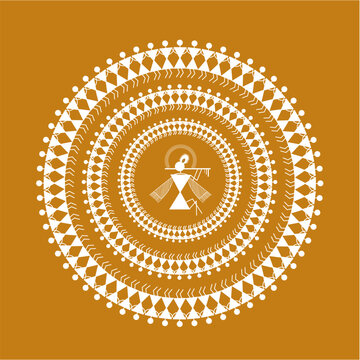 warli art illustration design with Krishna janmashtami celebration , vector illustration design.