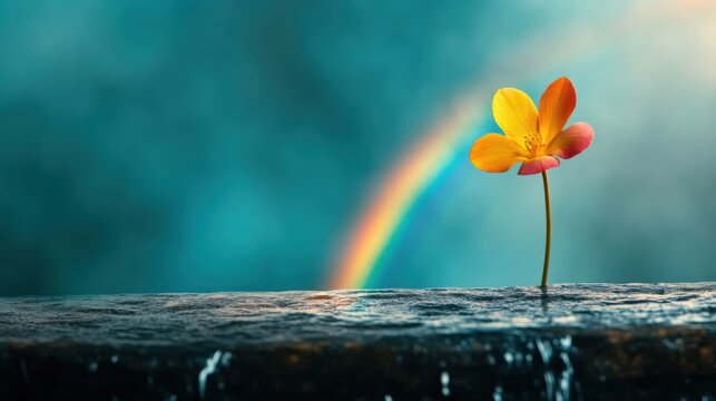 Serene Waterfall Beauty - Tranquil cascade creating colorful rainbows in misty sunlight at rocky ledge in nature's embrace