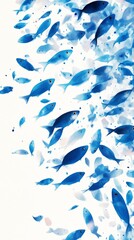 Vibrant Blue Fish Swimming Gracefully in a Colorful Underwater Scene