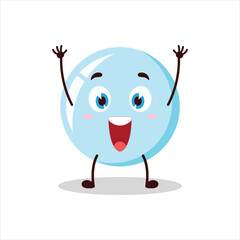 Cute rise hand happy expression of bubble cartoon character