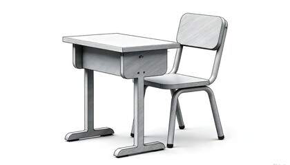 Fototapeta premium School desk and chair hand drawn doodle isolated on a white background