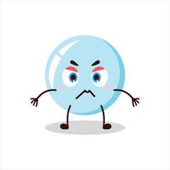 Cute irritated expression of bubble cartoon character