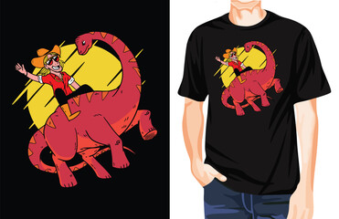 Cowboy diplodocus t-shirt design unique idea