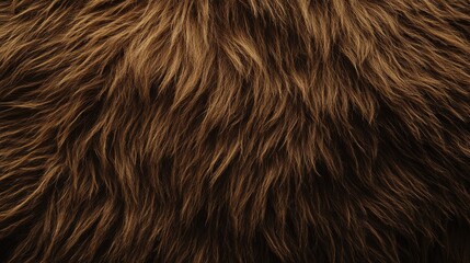 Fototapeta premium a bear fur texture from a top view, showing thick, dense brown fibers, creating a rugged, wild look ideal for outdoor-themed designs.