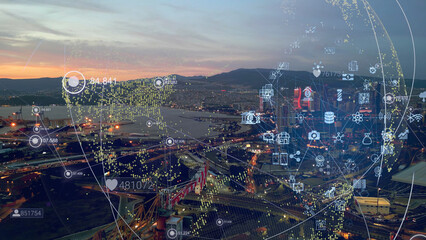 Smart city and communication network concept. Digital transformation. High quality 4k footage