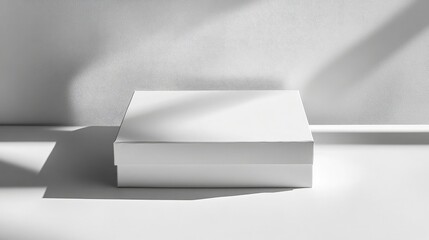 White box tilted on surface 
