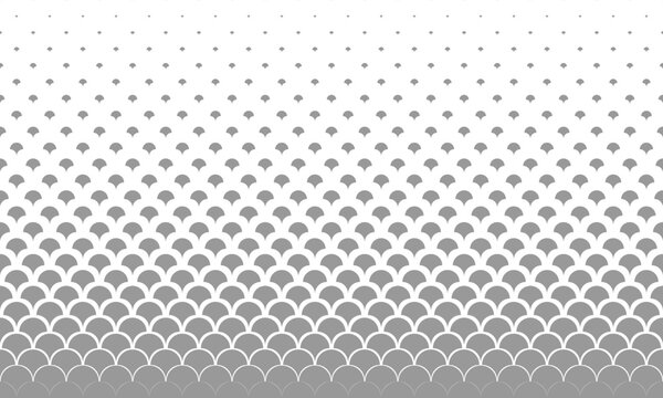 Vertical halftone with grey fish scale pattern background. Vector Illustration.