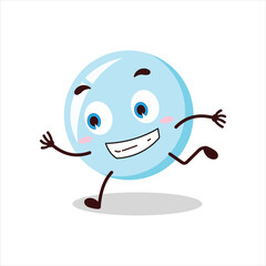 Cute rush running expression of bubble cartoon character
